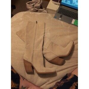 SAM EDELMAN Annabel Tall Western Boots Women's Shoes Amarillo Sand Suede US 9 M